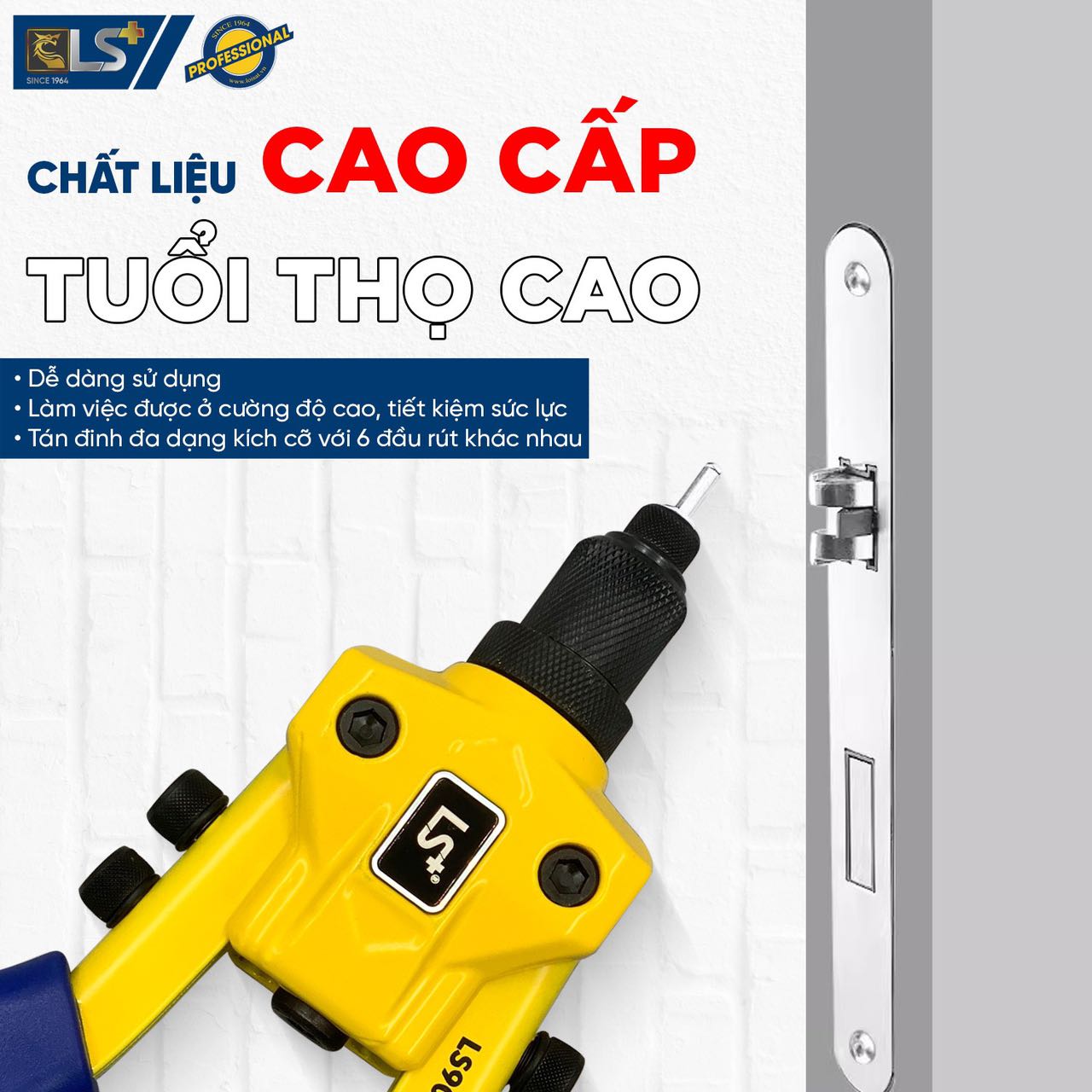 Kìm rive inox trợ lực mini chuyên dụng 10 inch LS+