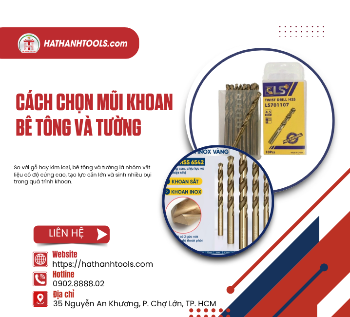 Cách chọn mũi khoan bê tông và tường