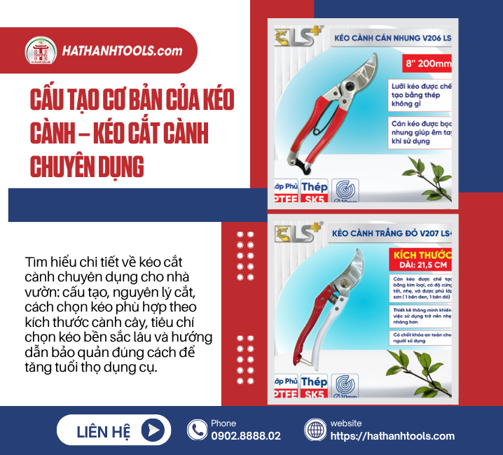 Cấu tạo cơ bản của kéo cành – kéo cắt cành chuyên dụng