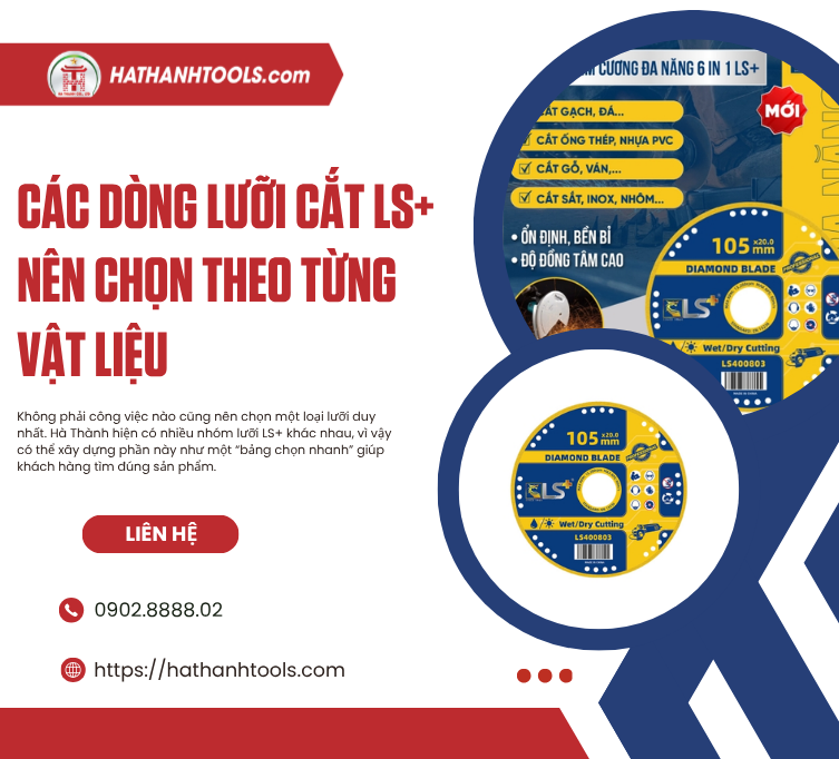 Các Dòng Lưỡi Cắt LS+ Nên Chọn Theo Từng Vật Liệu
