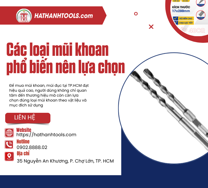 Các loại mũi khoan phổ biến nên lựa chọn