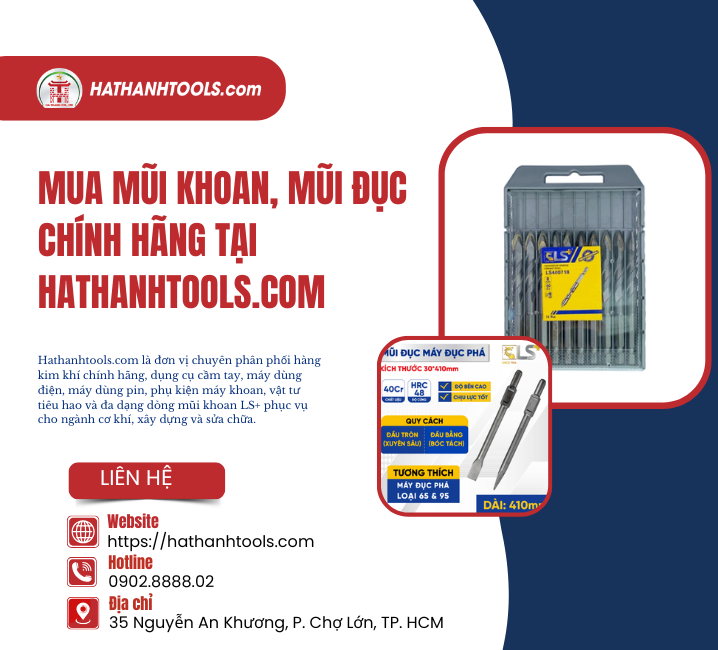 Mua mũi khoan, mũi đục chính hãng tại hathanhtools.com