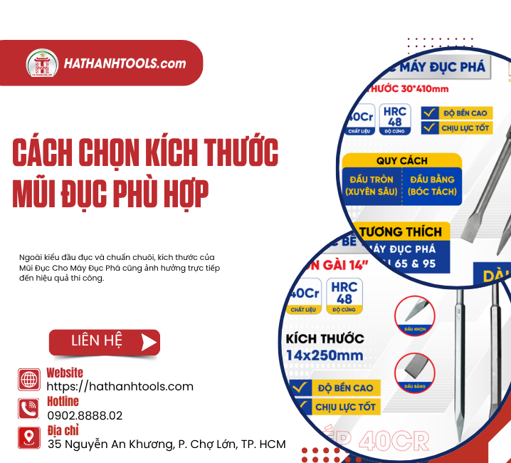 Cách chọn kích thước mũi đục phù hợp
