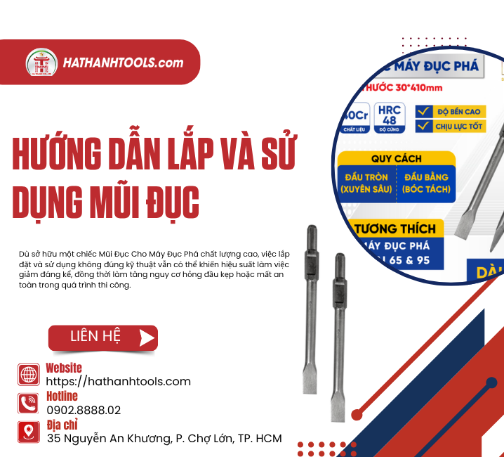Hướng dẫn lắp và sử dụng mũi đục