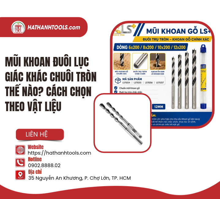 Mũi Khoan Đuôi Lục Giác Khác Chuôi Tròn Thế Nào? Cách Chọn Theo Vật Liệu