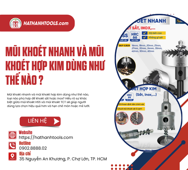 Mũi Khoét Nhanh Và Mũi Khoét Hợp Kim Dùng Như Thế Nào?