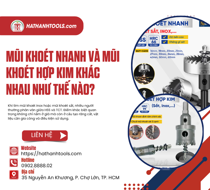 Mũi Khoét Nhanh Và Mũi Khoét Hợp Kim Khác Nhau Như Thế Nào?