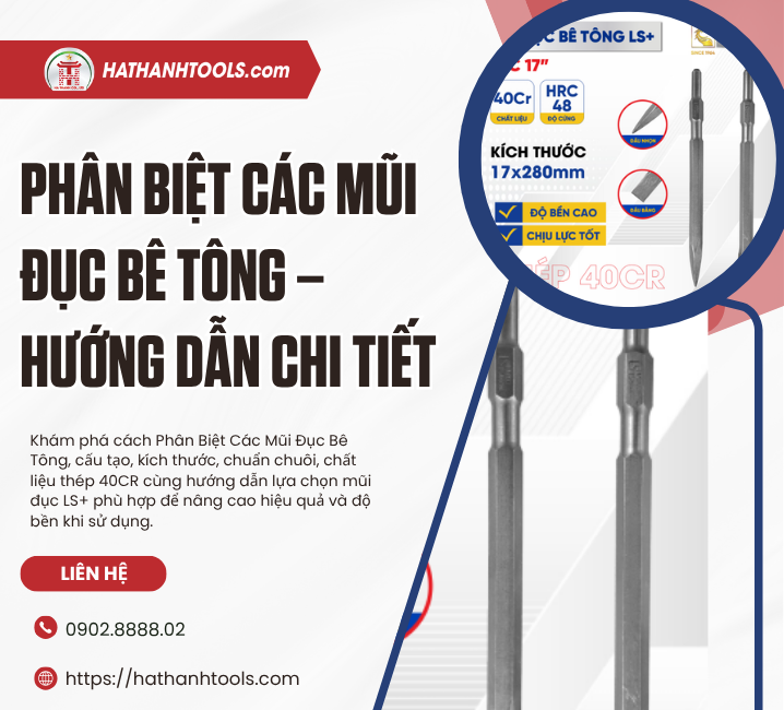 Phân Biệt Các Mũi Đục Bê Tông – Hướng Dẫn Chi Tiết