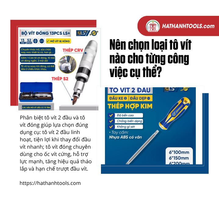 Nên chọn loại tô vít nào cho từng công việc cụ thể?