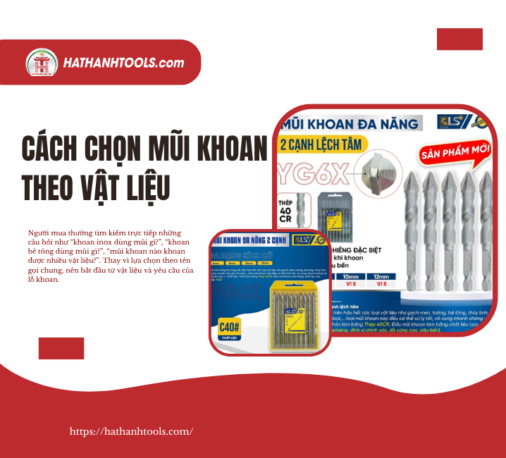 Cách Chọn Mũi Khoan Theo Vật Liệu