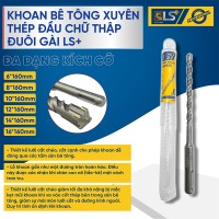 Mũi khoan bê tông xuyên thép đầu chữ thập - đuôi gài LS+ 