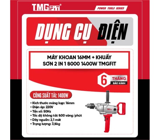 Máy Khoan 16MM Khuấy sơn 2IN1 1400W 8000