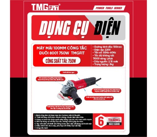 Máy Mài 100mm Công Tắc Đuôi 750W 8001