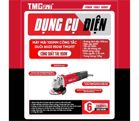Máy Mài 100mm Công Tắc Đuôi 950W 8003 