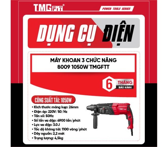 Máy khoan búa 3 chức năng 26mm 1050W 8009