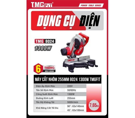 Máy cắt nhôm 255mm 1300W 8024 (Có Kèm Lưỡi 60 Răng)