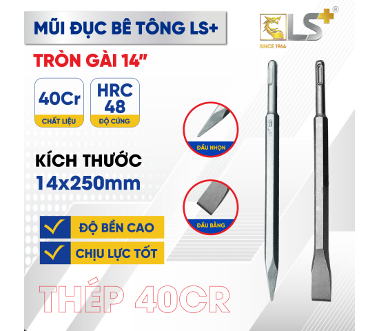 Mũi đục bê tông tròn gài 14" LS+ 
