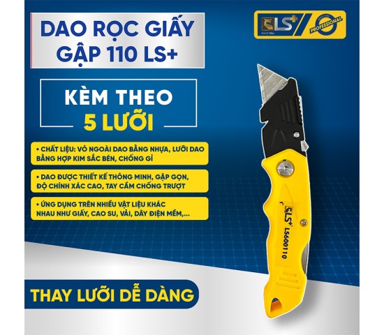 Dao Rọc Giấy 110 Gấp 5 Lưỡi LS+