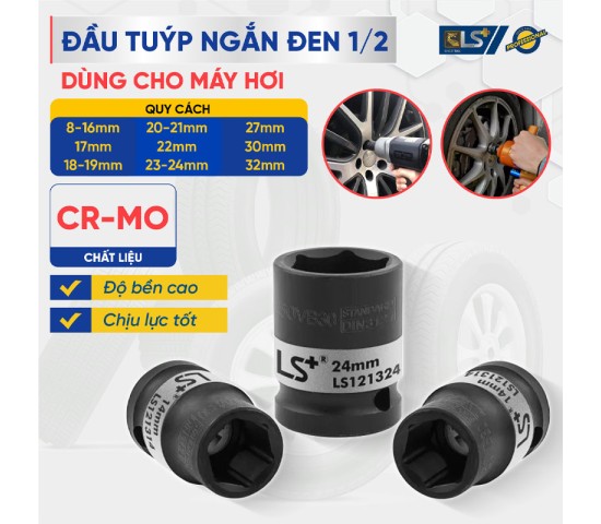 Đầu Tuýp Ngắn 1/2 Đen 10mm LS+