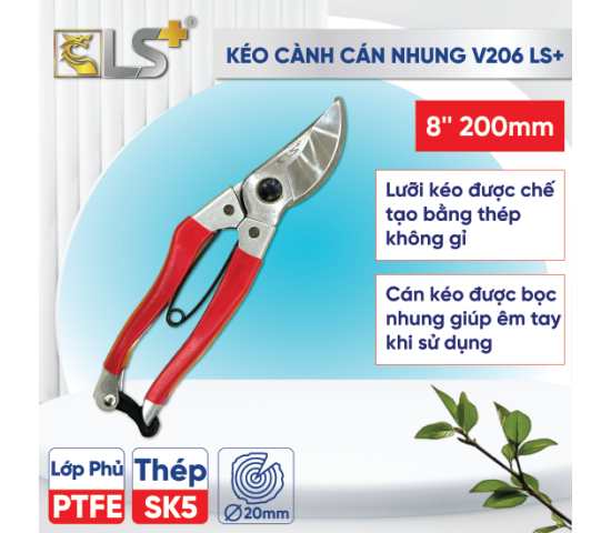 Kéo cành V206 cán nhung LS+