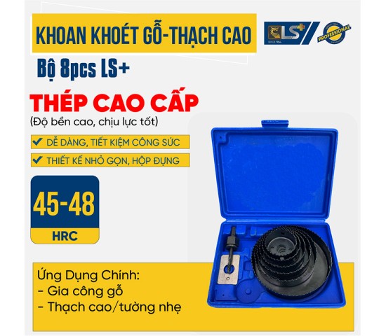 Mũi khoan khoét gỗ - thạch cao 8PCS LS+ 
