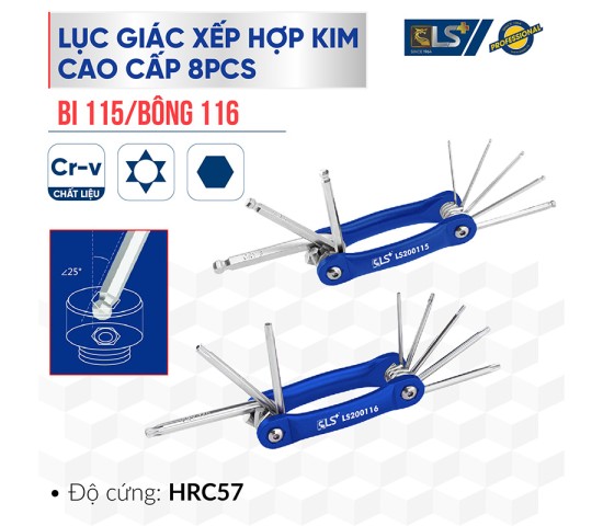 Lục giác xếp hợp kim bi cao cấp 8PCS LS+