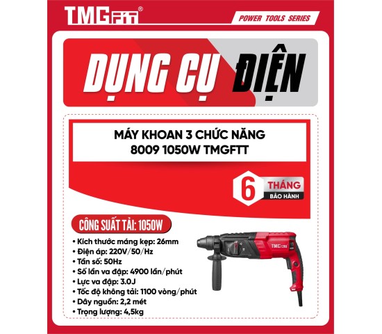 Máy khoan búa 3 chức năng 26mm 1050W 8009