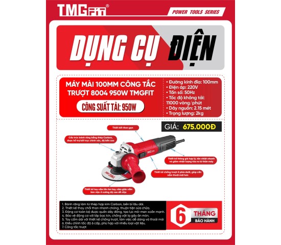 Máy mài góc 100mm công tắc trượt 950W 8004