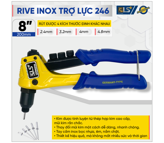 Kìm rive inox trợ lực 246 LS+ 