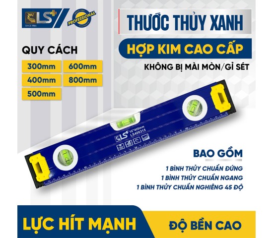 Thước thủy xanh hợp kim cao cấp LS+