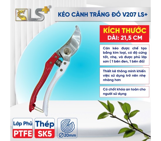 Kéo cắt cành trắng đỏ LS+